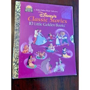 Vintage 90s Walt Disney Little Golden Books Boxed Set 10 Classic Stories Purp